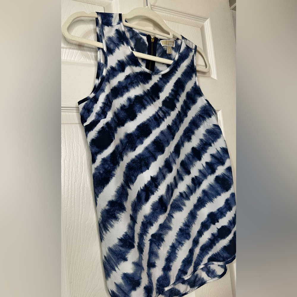 #72 MK Blue and White Tie-Dye Sleeveless Top